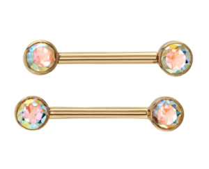 BVLA Round Bezel Nipple Barbell- 14K 14G