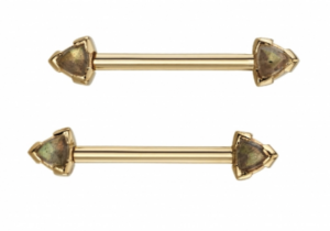 BVLA Trillion Bezel Bell Nipple Barbell- 14K TD14